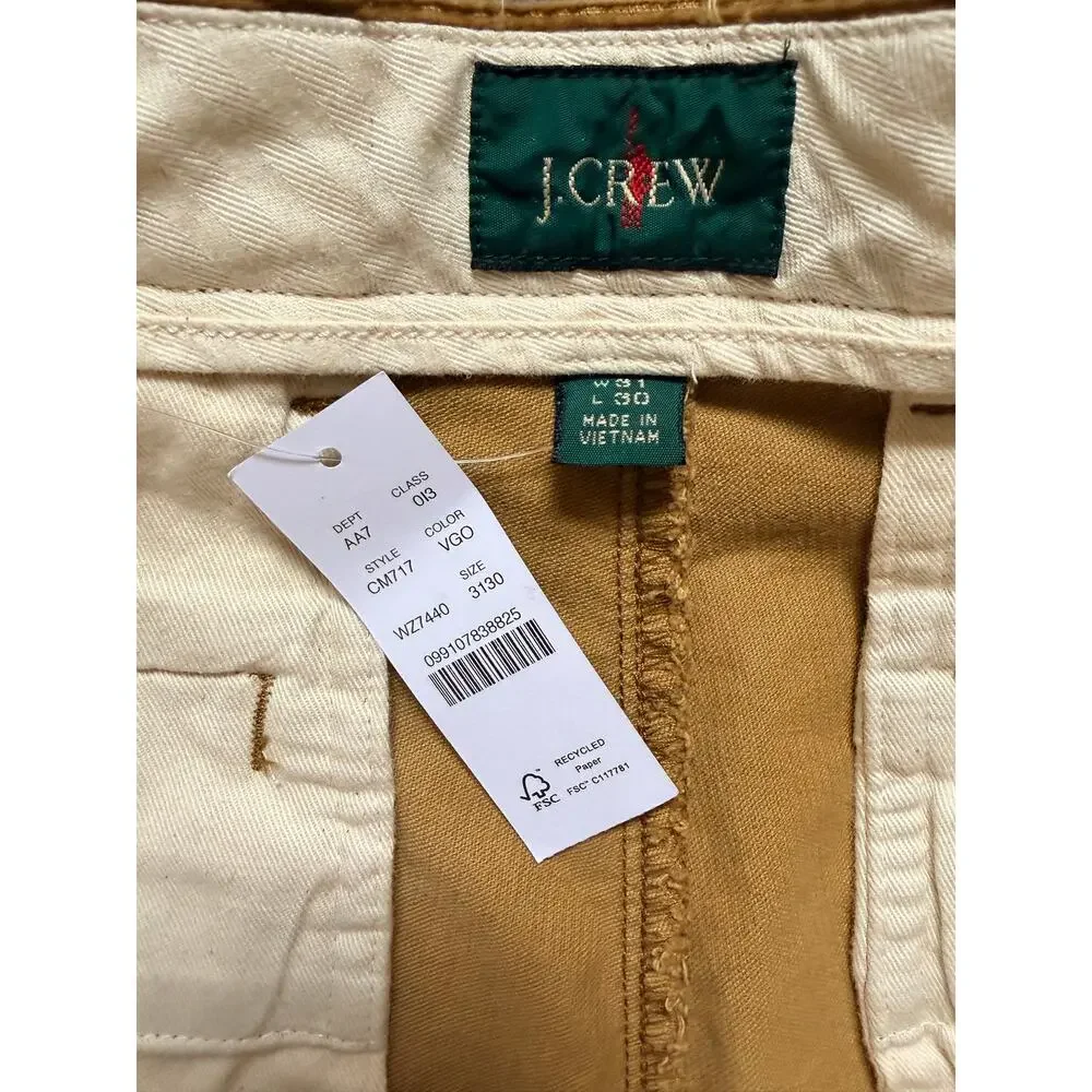 NWT J.Crew Broken-In Straight Corduroy Pants Duckwood Brown 31x30 CM717